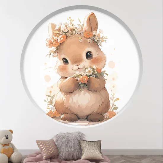 Optical Illusions Round Arch Wall Sticker for Kids- Rabbit