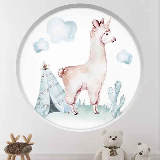 Optical Illusions Round Arch Wall Sticker for Kids- Lama