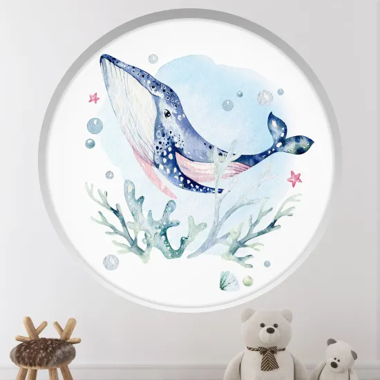 Optical Illusions Round Arch Wall Sticker for Kids- Whale