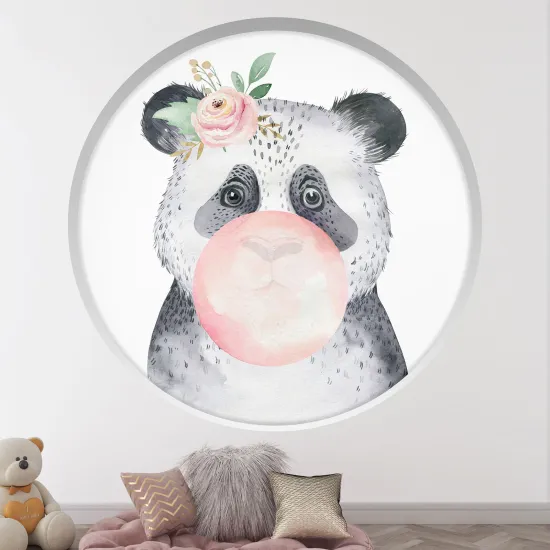 Optical Illusions Round Arch Wall Sticker for Kids- Panda bubble