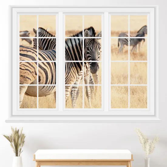 3D Wandtattoo - Optische Täuschung - Zebras