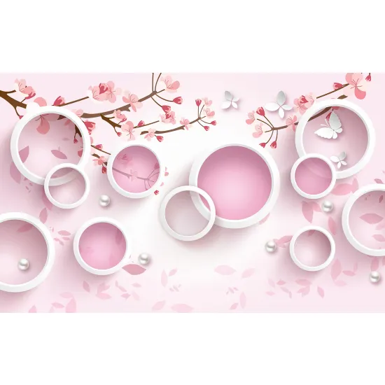Panoramic Wallpaper - Kid Wall Mural - 3D Effect Circles