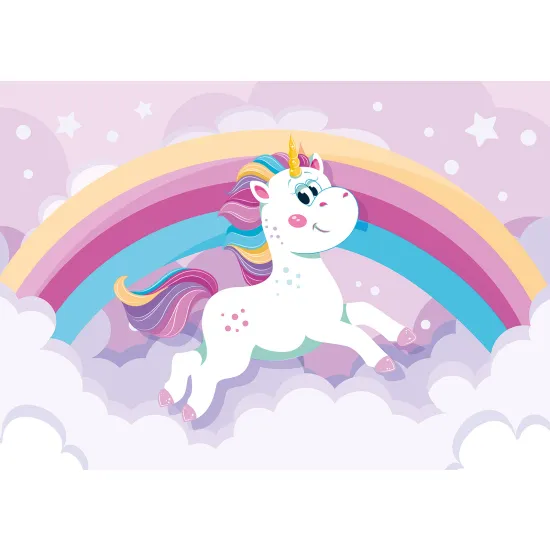 Panoramic Wallpaper - Kid Wall Mural - Rainbow Unicorn