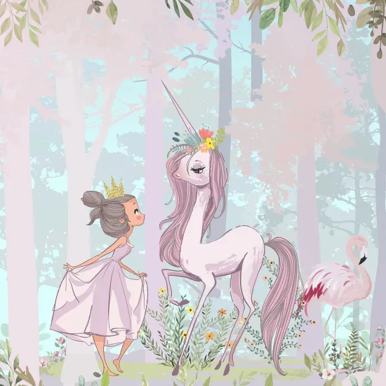 Panoramic Wallpaper - Kid Wall Mural - Princess Unicorn