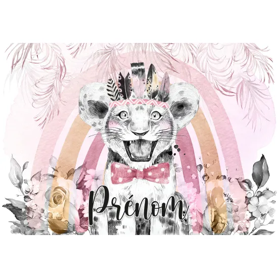 Personalized Panoramic Wall Mural - Wallpaper for Kids - Indian Lion