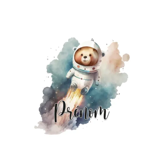 Personalized Panoramic Wall Mural - Wallpaper for Kids - Astronaut Bear