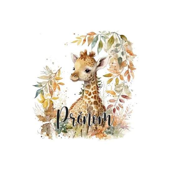 Personalized Panoramic Wall Mural - Wallpaper for Kids - Giraffe