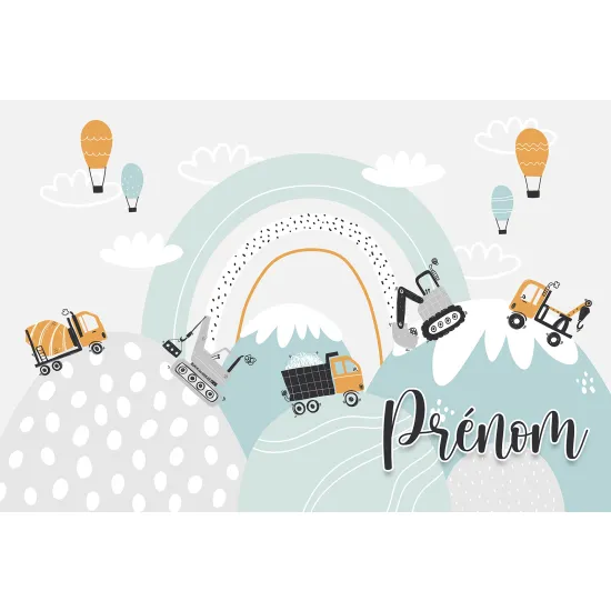 Personalized Panoramic Wall Mural - Wallpaper for Kids - Works