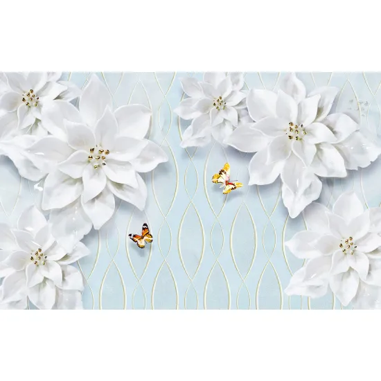 Papier peint panoramique - Fleurs 3D