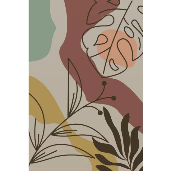 Panoramic Wallpaper - Wall Mural - Boho Leaves
