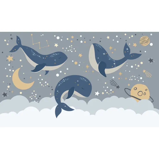 Panoramic Wallpaper - Wall Mural for Children - Whales
