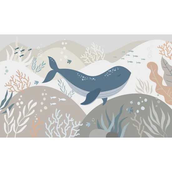 Panoramic Wallpaper - Wall Mural for Children - Whale
