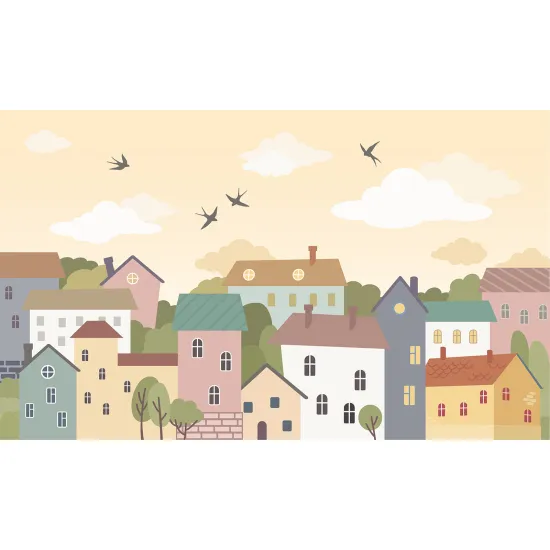 Panoramic Wallpaper - Wall Mural Children - City