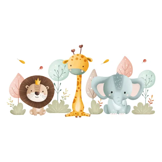 Panoramic Wallpaper - Wall Mural Children - Animals