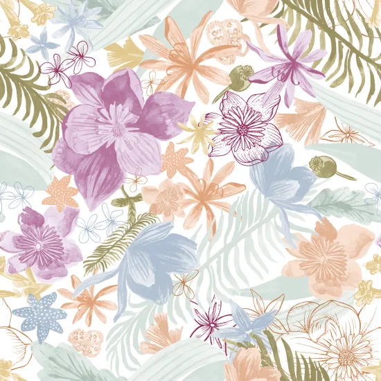 Panoramic Wallpaper - Wall Mural - Flowers