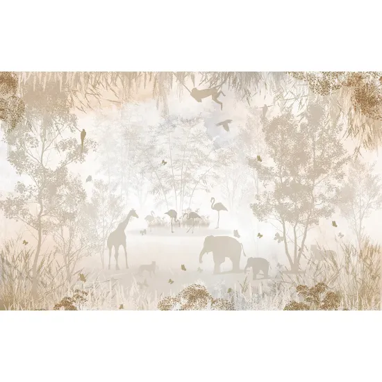 Panoramic Wallpaper - Wall Mural for Children - Jungle Animals