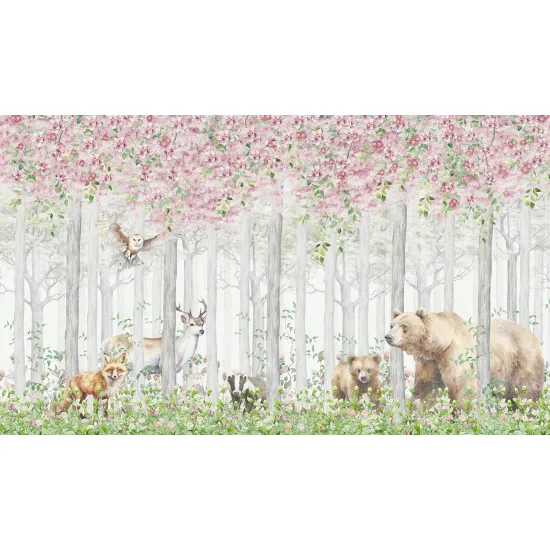 Panoramic Wallpaper - Wall Mural for Children - Forest Animals