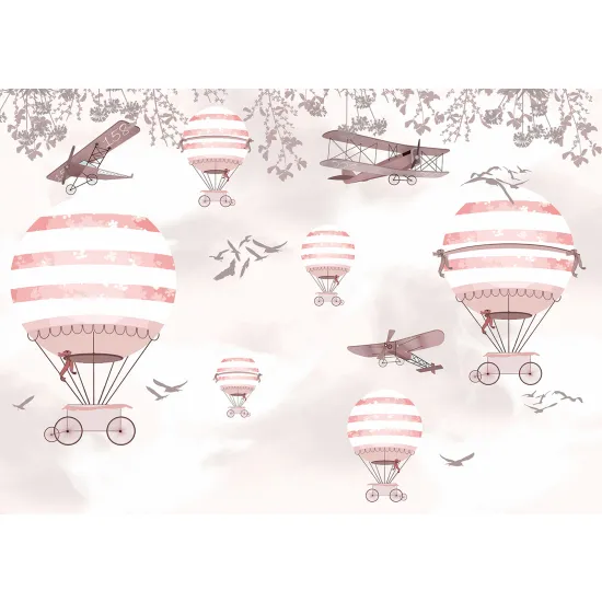 Panoramic Wallpaper - Wall Mural for Children - Hot Air Balloons