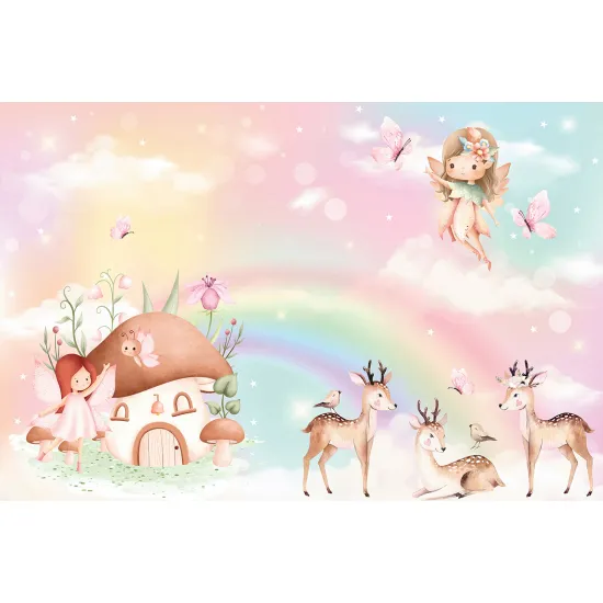 Panoramic Wallpaper - Wall Mural for Children - Fairy Forest Animals