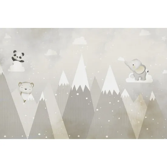 Panoramic Wallpaper - Wall Mural for Children - Mountain Animals