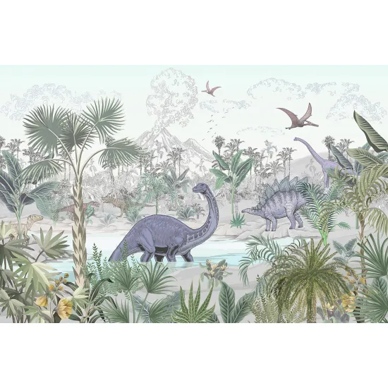Papier peint panoramique Enfants - Dinosaures