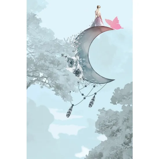 Panoramic Wallpaper - Wall Mural for Children - Moon Fairy