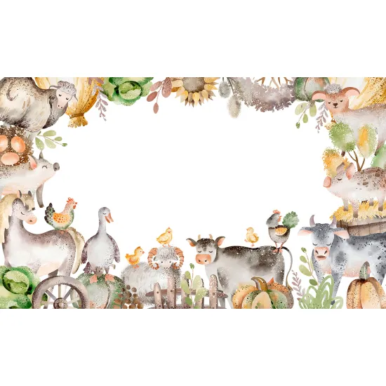 Panoramic Wallpaper - Wall Mural for Children - Farm Animals