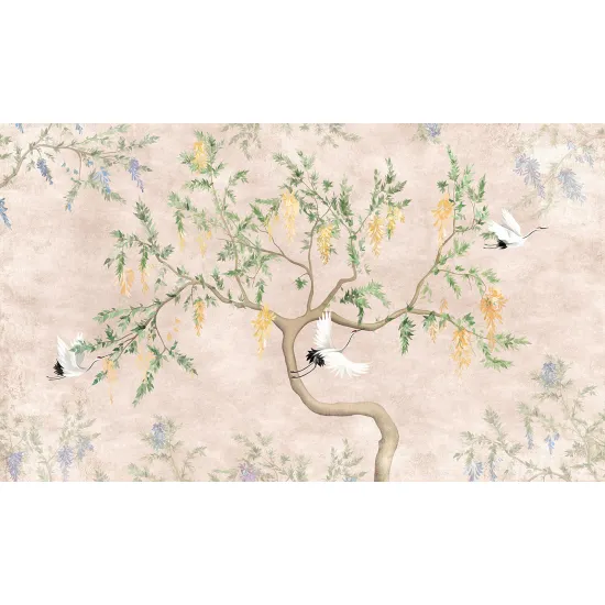 Papel pintado panorámico - Árbol Pájaros