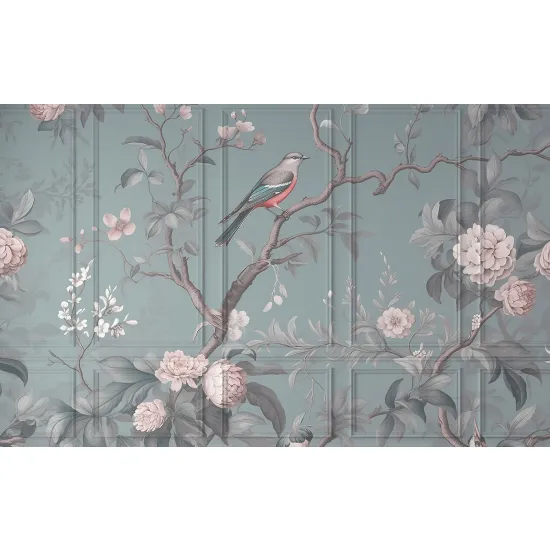 Papier peint panoramique - Fleurs Oiseau