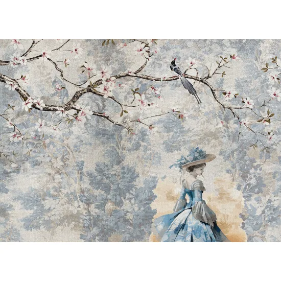 Panoramic Wallpaper - Wall Mural - Girl Flowers