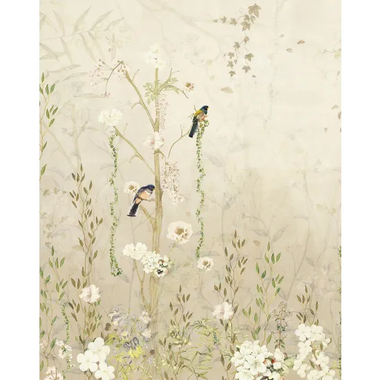 Papier peint panoramique - Fleurs Oiseaux