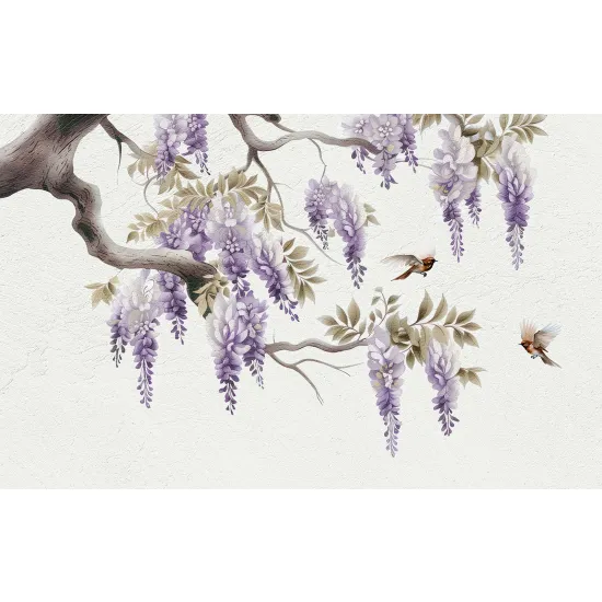 Papier peint panoramique - Fleurs Oiseaux