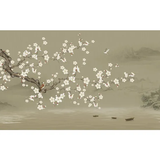 Papier peint panoramique - Fleurs Oiseaux