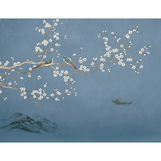 Papier peint panoramique - Fleurs Oiseaux