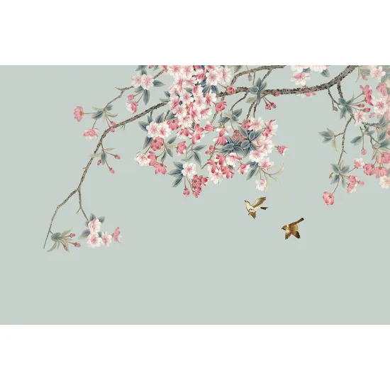 Papier peint panoramique - Fleurs Oiseaux