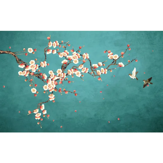 Papier peint panoramique - Fleurs Oiseaux