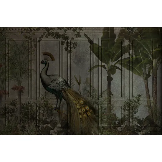 Panoramic Wallpaper - Wall Mural - Tropical Forest Peacock
