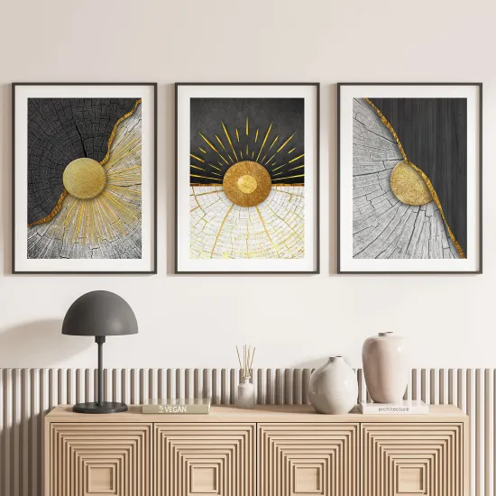 Set Of 3 Posters - Sun wood