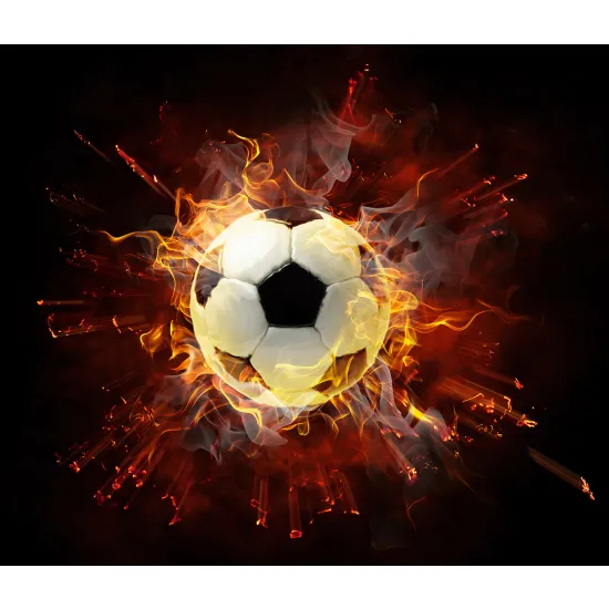 Panoramic Wallpaper - Wall Mural Foot / Football - Soccer ball on fire