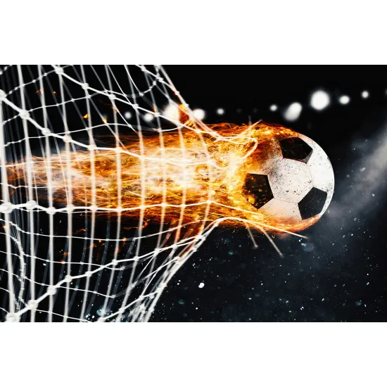 Panoramic Wallpaper - Wall Mural Foot / Football - Soccer ball on fire