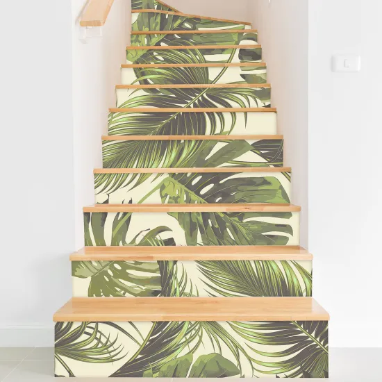 Stair riser stickers - Tropical leaves