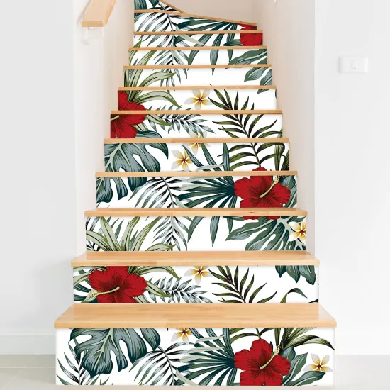 Stair riser stickers - Tropical flowers
