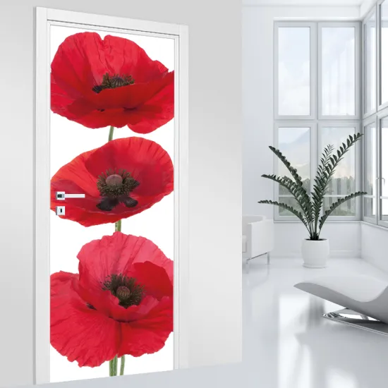 Stickers pour porte - Coquelicots