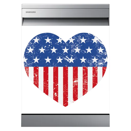 Stickers Lave vaisselle - Cœur USA