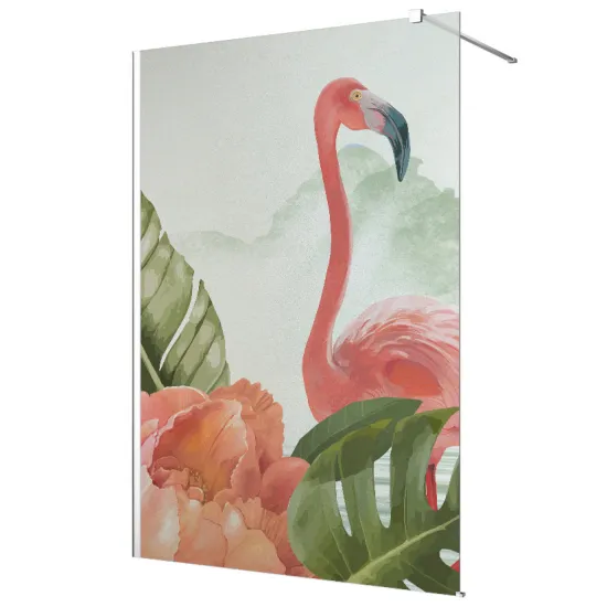 Frosted glass stickers for shower screens and windows - Pink Flamingo