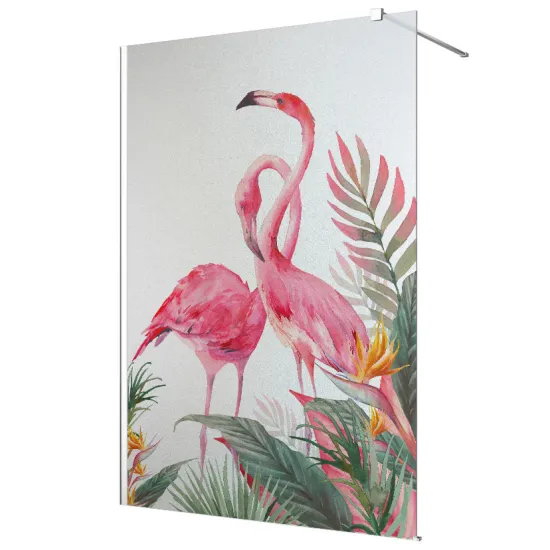 Frosted glass stickers for shower screens and windows - Pink flamingos
