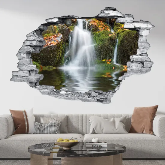 Stickers Trompe l'oeil trou dans le mur - Cascade