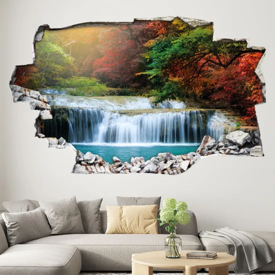 Hole In The Wall Sticker - Optical illusions - Waterfall