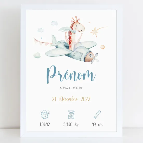 Pósters de nacimiento - Jirafa avión