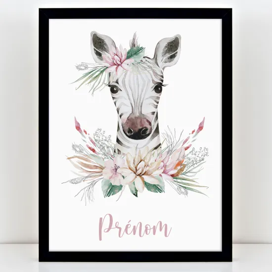 Affiche / Poster Prénom Enfants - Zèbre